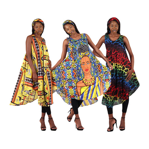 Set of 3 Tribal Print Umbrella Dresses