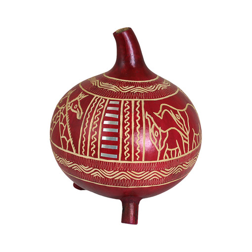 Hand-carved Round Calabash - RED - ASSORTED