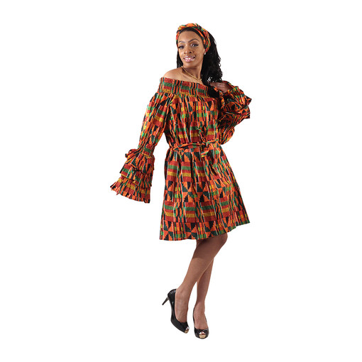 Buy Kente #2 Off-Shoulder Dress - One Size
