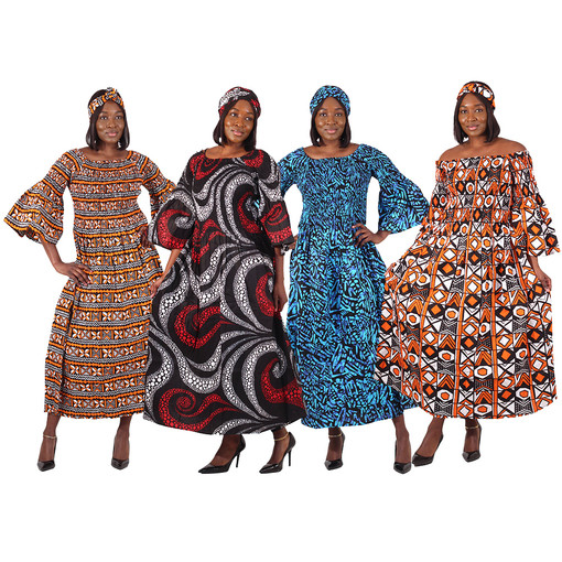 Buy Set Of 4 Flare-Sleeve Stretch Top Dresses