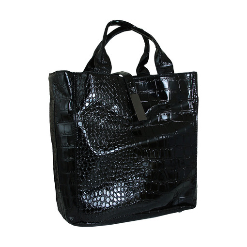 Black Vegan Leather Luxury Tote Handbag