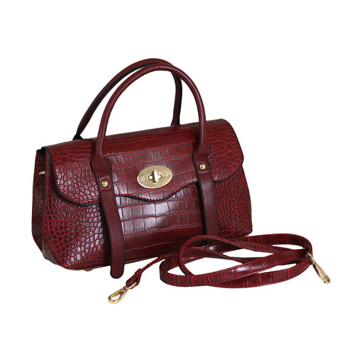 Red Vegan Leather Luxury Satchel Handbag