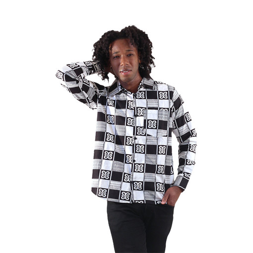 Buy Black & White Pattern Long Sleeve Shirt