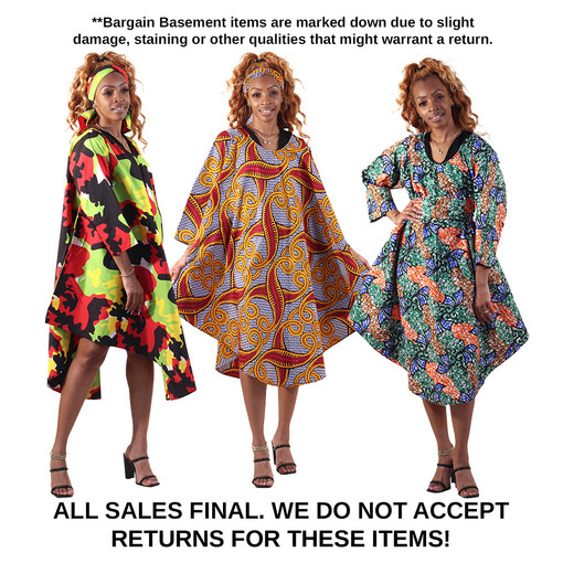 Buy DAMAGED Set of 3 Ankara Print Long-sleeve Umbrella Dresses - ASSORTED