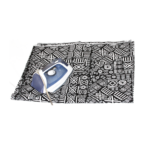 T-4394 Black White Mud Print-In-Print Fabric - 6 Yards - with iron