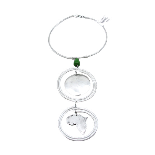 Long Aluminum Africa Map Choker w/ Bead - ASSORTED