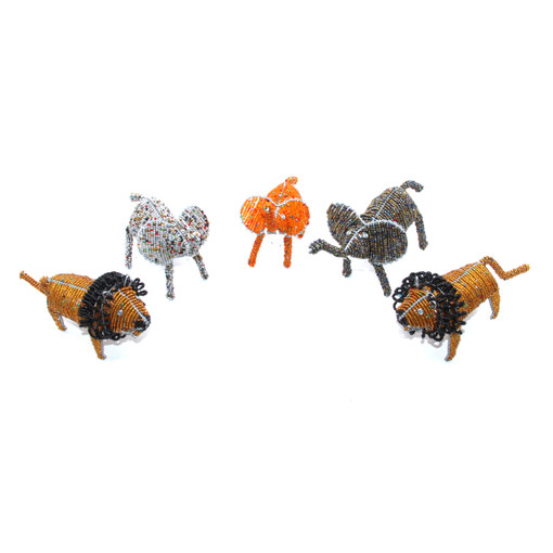Set of 5 Beaded Animal Sculptures - ASSORTED