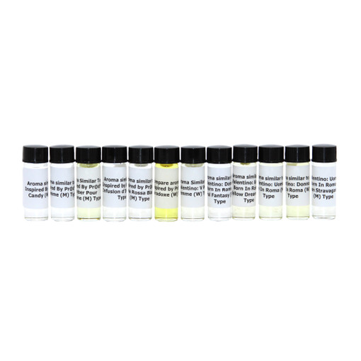 12 Valentino & Pr@d@ Perfume Oil Samples (6 Each) – Signature Designer Fragrance Collection (Dram 1/8oz)
