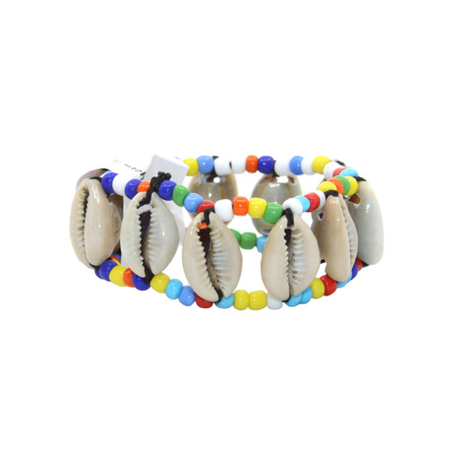 Maasai Beaded Cowrie Shell Stretch Bracelet