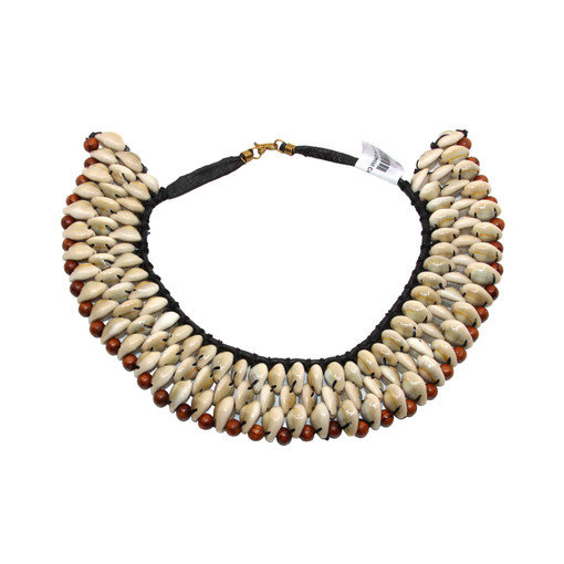 Triple-row Uncut Cowrie & Bead Choker