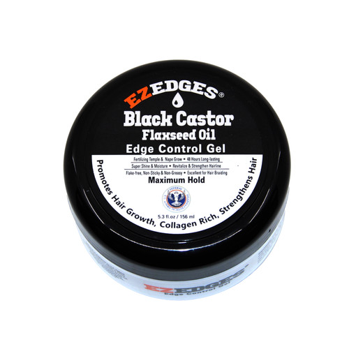 EZEDGES: Black Castor & Flaxseed Oil Edge Control Gel (Maximum Hold) - 5.3 FLOZ