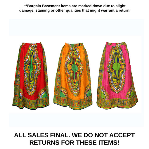 Bargain Set of 3 Dashiki Print Elastic Waist Skirts - ASSORTED