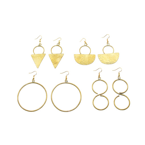Set of 4 Kenyan Brass Earrings - Set B