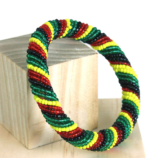 Maasai Beaded Bracelet - Round Rasta