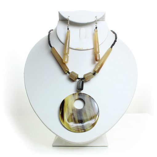 Buy Round Bone Pendant Necklace & Earrings