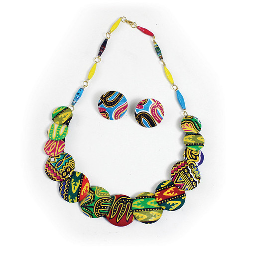 Kitenge Disc Necklace & Earrings