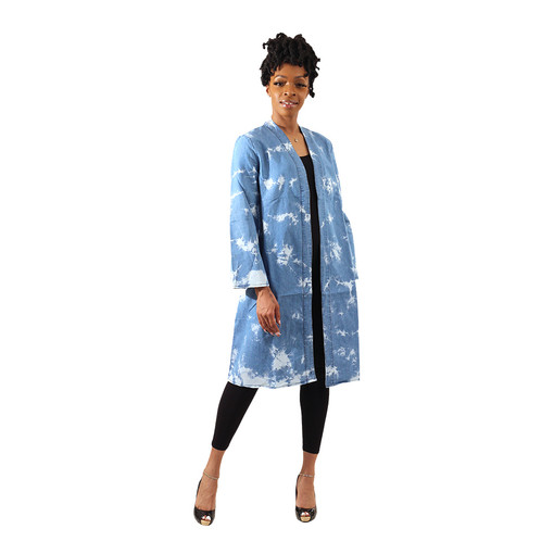 Denim Tie Dye Open Kaftan