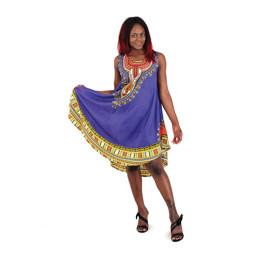 Traditional Print Umbrella Sundress - Women's Dresses-African Fashion