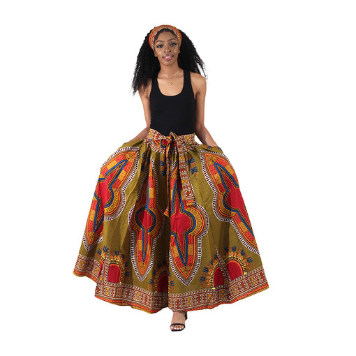 Traditional Print Maxi Skirt - Women's Skirts