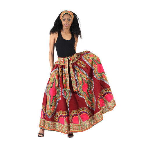 Traditional Print Maxi Skirt - Women's Skirts