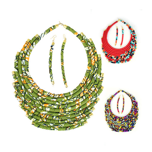 Kitenge Layer Necklace & Earring: ASSRTD
