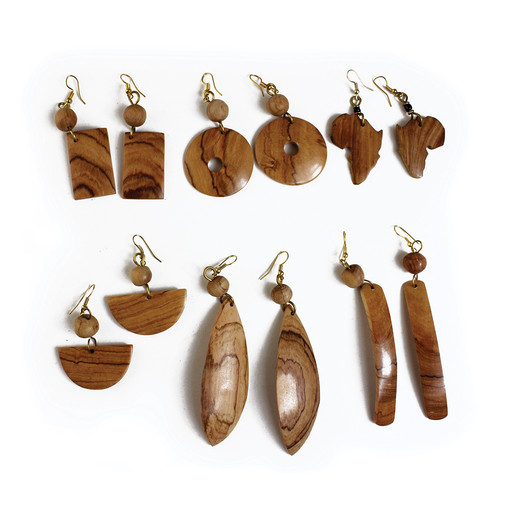 Buy Set Of 6 African Wood Earring Pairs