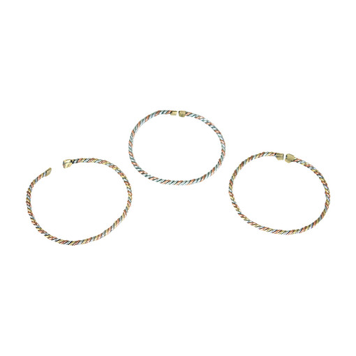 Set Of 3 Slim Copper & Brass Bracelets