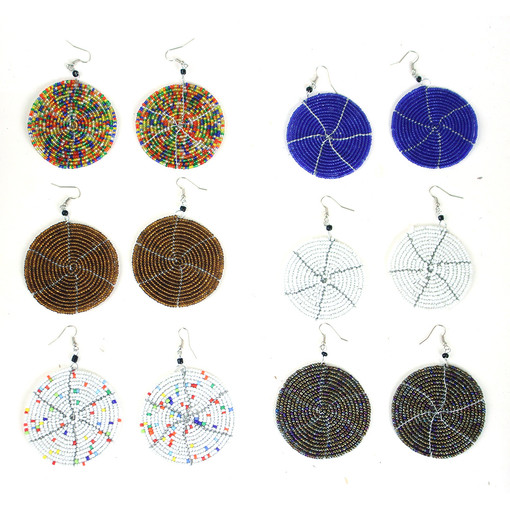 Buy Set Of 6 Round Maasai Bead Earrings ASRT