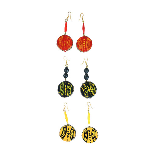 Buy Set Of 3 Cowskin Painted Earrings: ASSRT