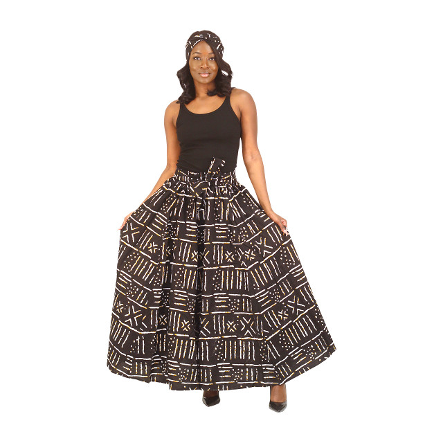 Ankara Print Long Skirt w/ Scarf