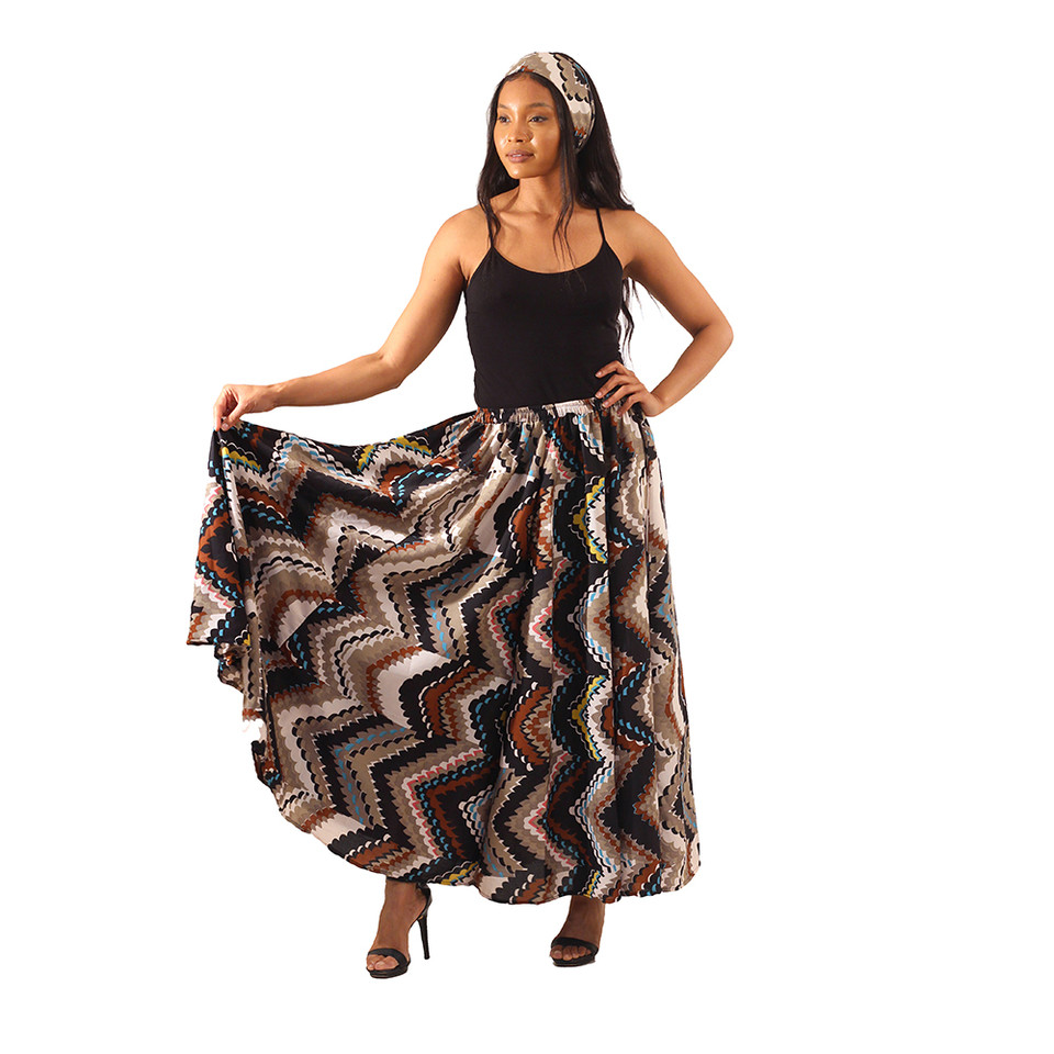 African Print Flared Skirt - Women's Skirts