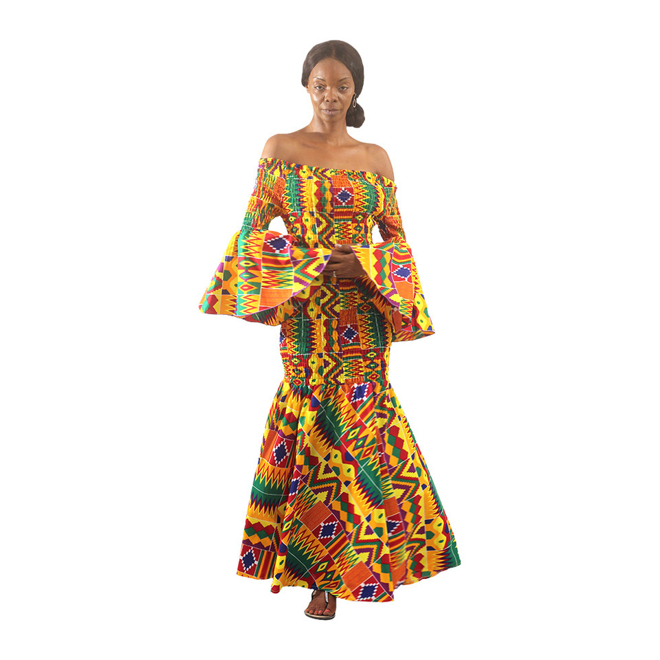 African-Made Kente Gown - Women's Dresses-African Fashion