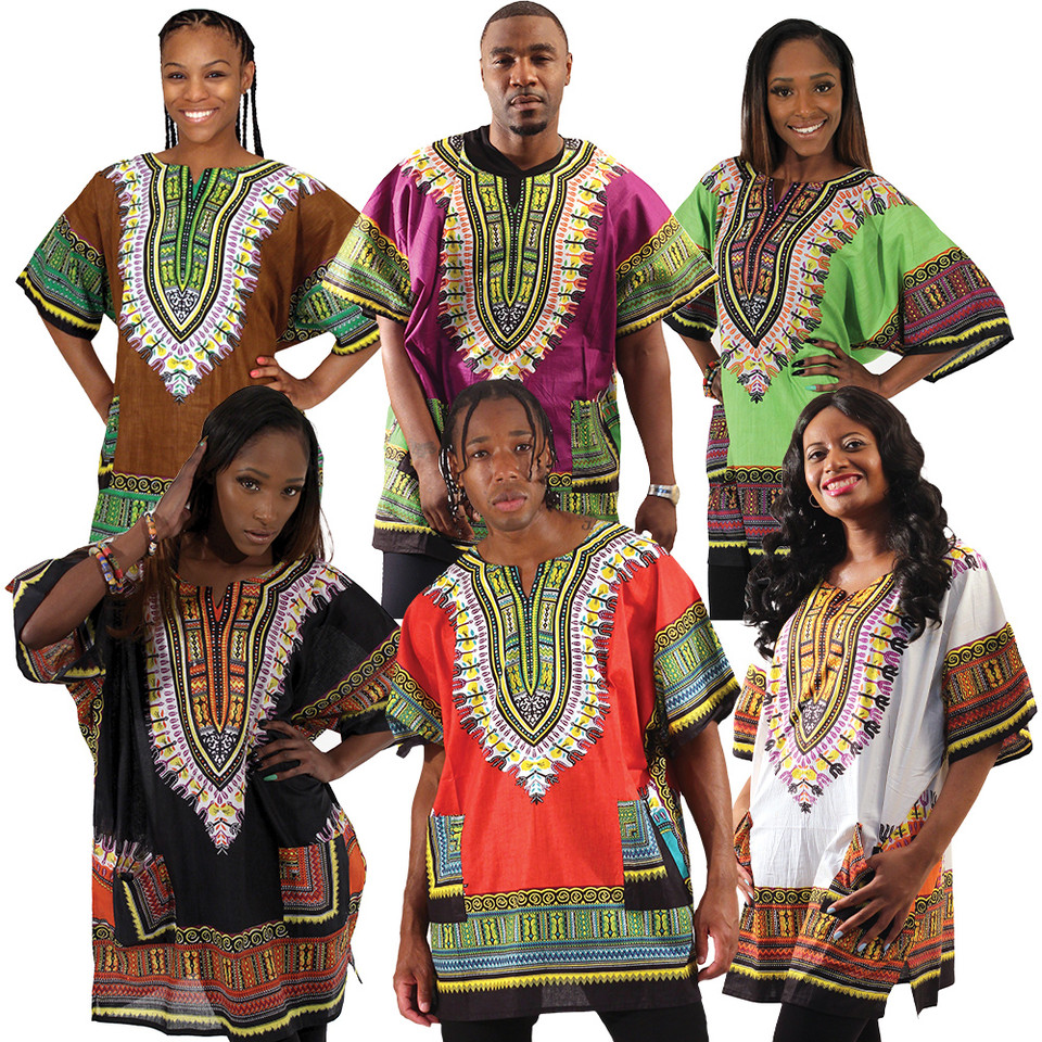 Set Of 6 Traditional Print Dashikis - Unisex Clothing - African Fashion