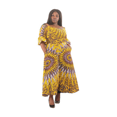 Yellow Sun Off-Shoulder Jumpsuit - African Women's Clothing