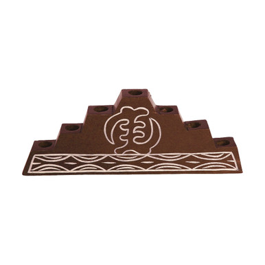 kayo【African Square】ナチュラルカッティングNO.5 Gye Nyame Dark Wood Kwanzaa Kinara - Wood Carvings - African