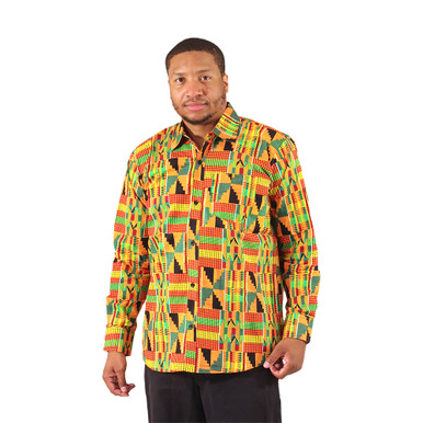 kente cloth dress shirt Orange Kente Dashiki Shirt / Dashiki Dress - African print top