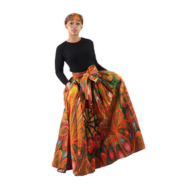 African Print Palazzo Pants & Headwrap - Africa Imports