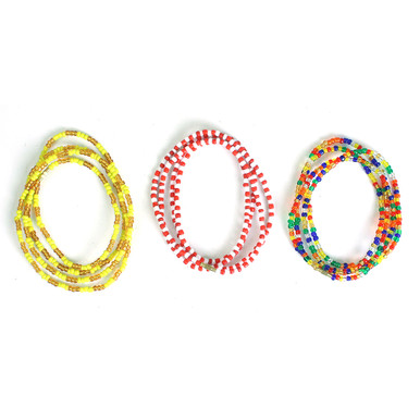 Set Of 3 Kenyan Long Beaded Necklaces - Assorted Colors - Necklaces