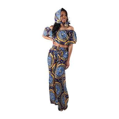 African Print Crop-Top Palazzo Set | Africa Imports