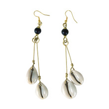 Buy Double Cowrie Brass Dangle Earrings