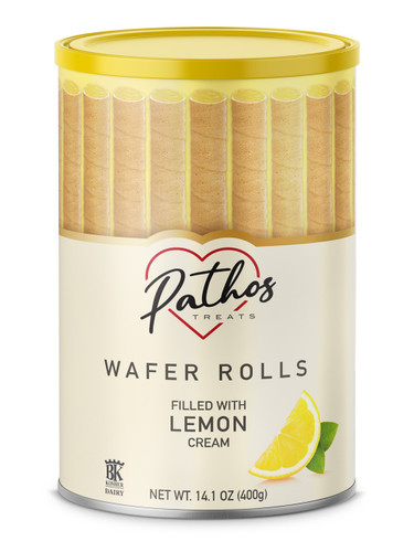 Pathos  Wafer Rolls filled with Lemon Cream  400gr Tin