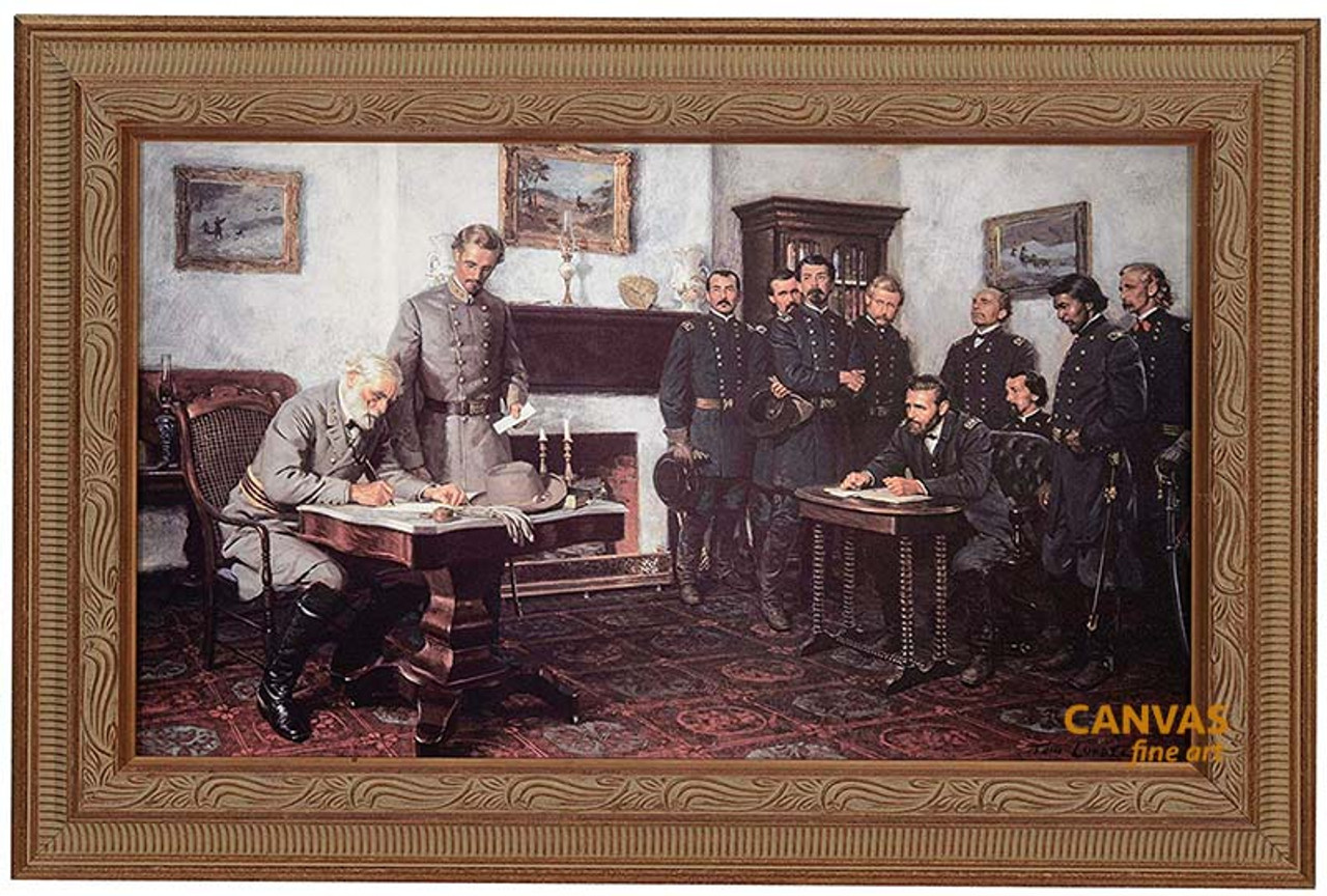 Tom Lovell Surrender At Appomattox Court House Canvas Framed Art