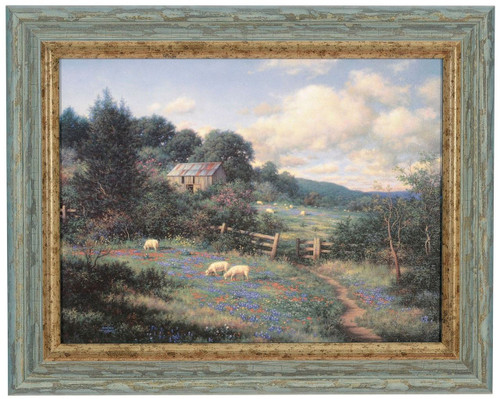 Larry Dyke "The Gate" Sheep Canvas Framed O/E