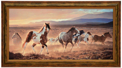 Nancy Glazier "Domino" Horses Canvas Framed L/E Signed & Numbered