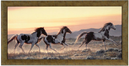 Nancy Glazier "Early Morning Run" Horses Canvas Framed L/E Signed & Numbered