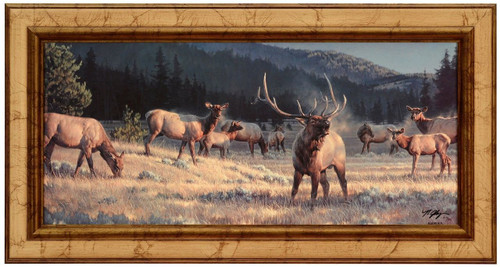 Nancy Glazier "Rocky Mountain Meadow" Elk Canvas Framed Signed Limited Edition