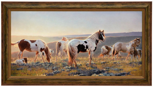 Nancy Glazier "Welcome the Dawn" Horses Canvas Framed L/E Signed & Numbered