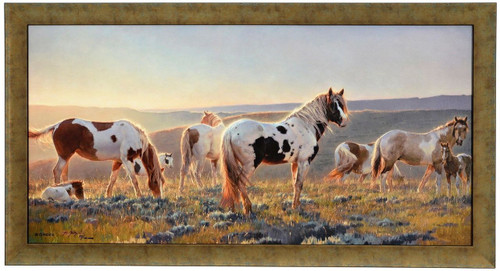 Nancy Glazier "Welcome the Dawn" Horses Canvas Framed Signed and Numbered L/E