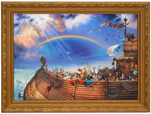Tom duBois "The Promise" Noah's Ark Canvas Framed Art Print Signed