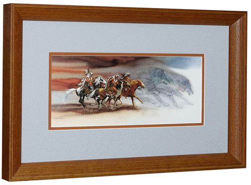 Bev Doolittle "Wolves of the Crow" American Indian with Horse Matted & Framed
